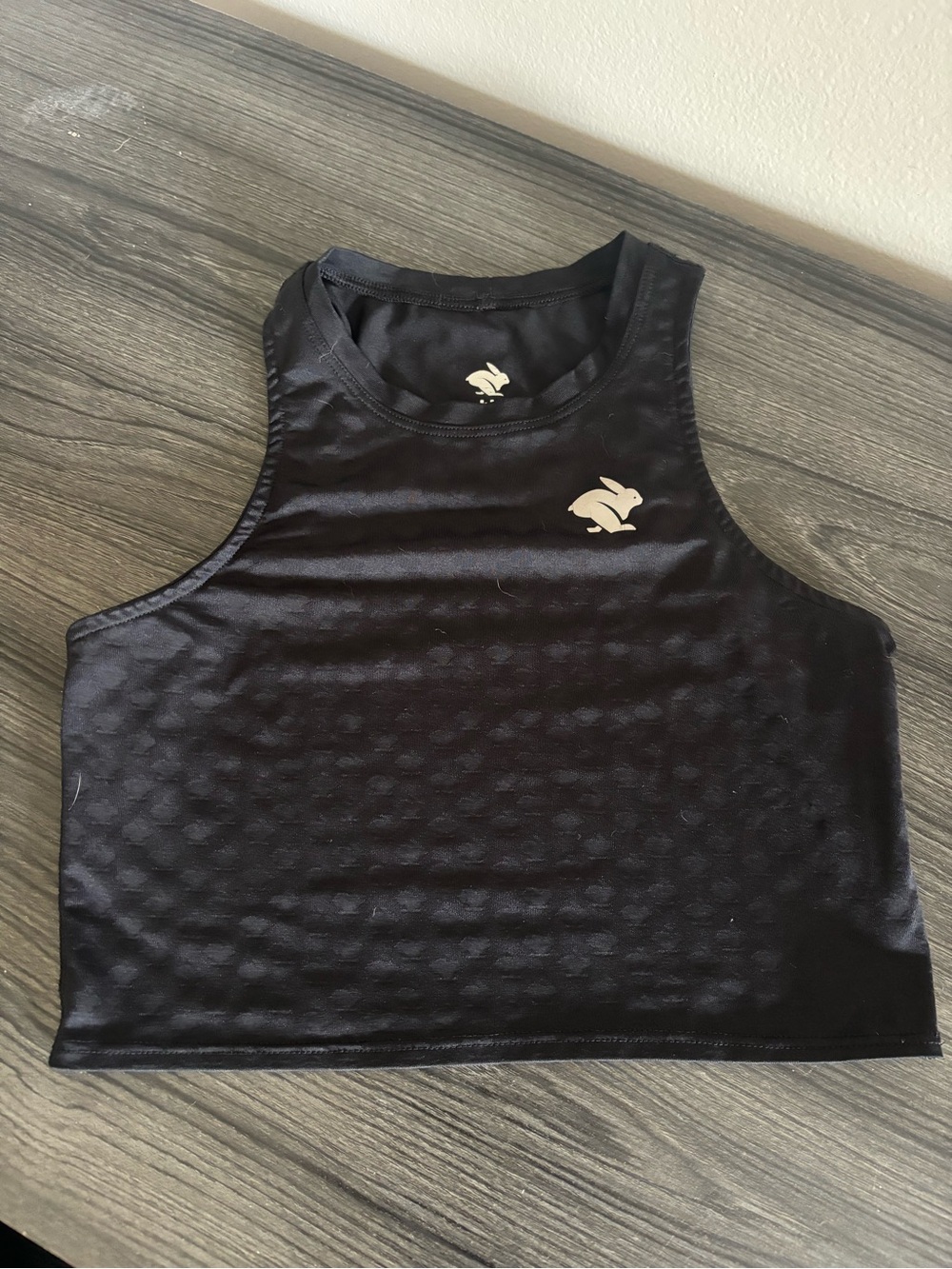Black Cropped Athletic Tank Top with Subtle Logo